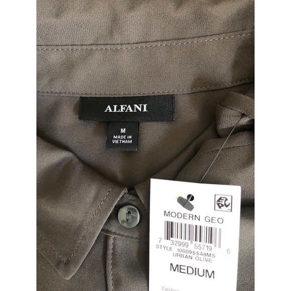 Alfani Pleated Back Tunic Urban Olive M - New With Tags - Picture 3 of 10